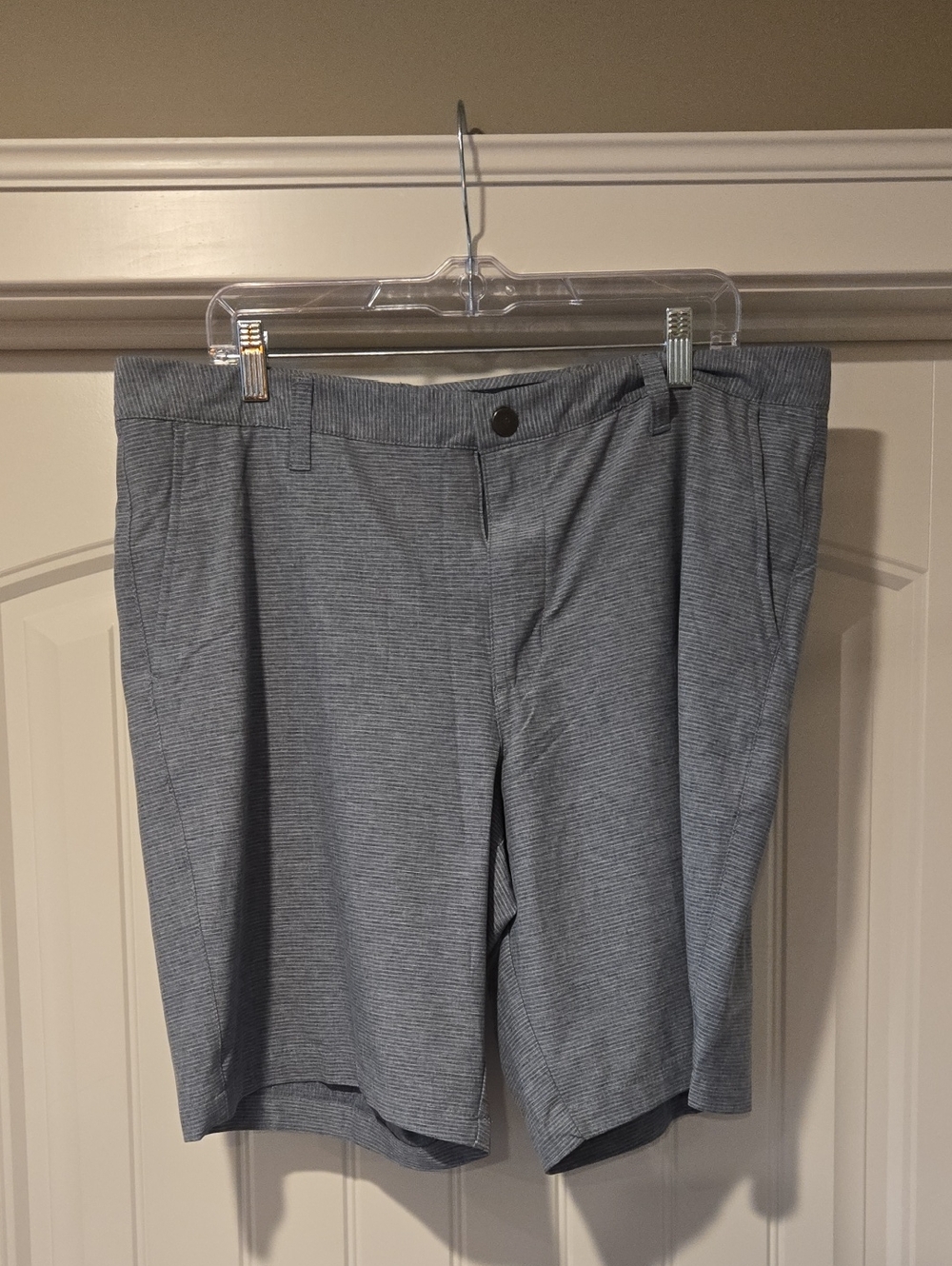 Men's Grey Micro-Stripe Performance Shorts